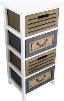 Immagine prodotto di Milani Home - Mobiletto in legno con 4 cassetti cm 35 l x 28 p x 73 h - Marrone chiaro