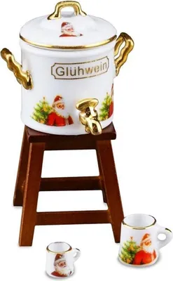 Obrázek produktu pro Miniaturní porcelánový hrnec na svařené víno s motivem Santa Clause
