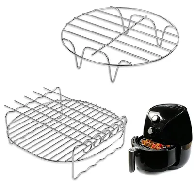 Airfryer Grillrost mit 4 Spießen, Edelstahl 304, 17,7 cm, 2 Stück