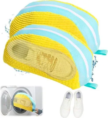 Produktbild von Famanu Waschbeutel für Schuhe, wiederverwendbar, mit Antirutsch-Reißverschluss, für alle Schuharten, Sektor-Gelb