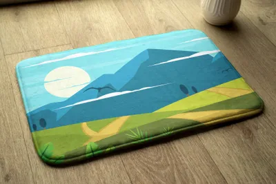 Produktbild von Badteppich Saugfähige - Badezimmer Teppich - Rutschfester Badvorleger Badematte - 90x60 cm - Ansicht der Berge