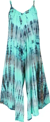 Produktbild von Batik Jumpsuit, Sommer Overall, Hosenkleid - Türkis, Damen, Viskose, Hosen