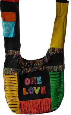 Zdjęcie produktu dla Patchworkowa torba na ramię Torba na ramię Torba na ramię Torba na ramię Shopper z haftem, One-Love
