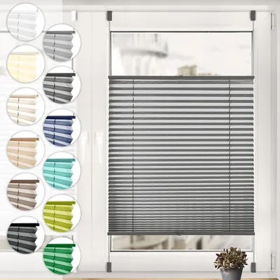 Produktbild von Sonello Plissee Klemmfix ohne Bohren 85cm x 100cm Anthrazit/Dunkelgrau Faltrollo Plisseerollo Jalousie für Tür & Fenster Blickdicht Sichtschutz Sonnenschutz Fertifplissee Rollo