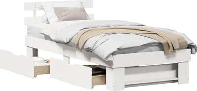 Obrázek produktu pro Rám postele s čelo Bílá 75 x 190 cm Masivní borové dřevo