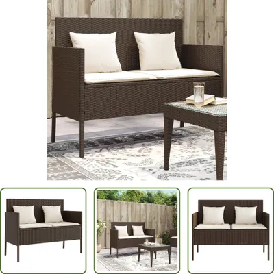 Obrázok produktu pre The Living Store Záhradná lavica s vankúšmi Brown Poly Rattan