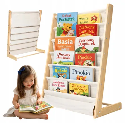 Zdjęcie produktu dla REGAŁ NA KSIĄŻKI DLA DZIECI drewniany szafka organizer 6 półek Montessori
