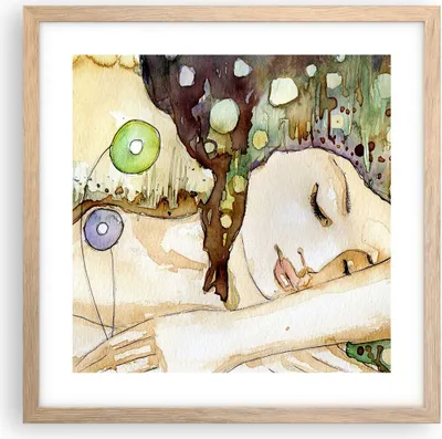Produktbild von Gerahmtes Poster - Rahmen in heller Eiche - Frau modern - 40x40 cm - Wand Bild - Wanddeko - Wandbilder - Kunstposter - Wandposter - Bilderrahmen - Bilder - Kunstdruck - Wandbild - P2NAC40x40-3553