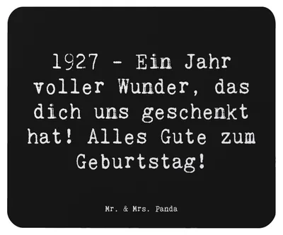 Produktbild von Mr. & Mrs. Panda Mouse Pad Spruch 1927 Geburtstag - Schwarz - Geschenk, Jahrgang, laptop mousepad, Wunder, Geburtstagsgeschenk, computer, Jahr voller, Jubiläum, Mauspad
