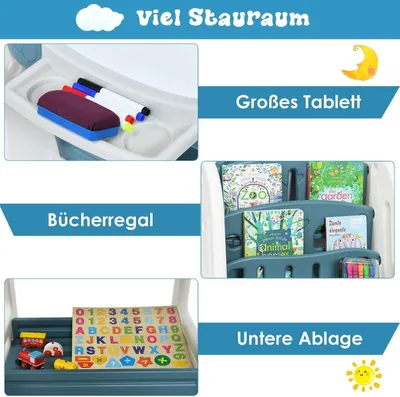 Zdjęcie produktu dla Dwustronna tablica magnetyczna dla dzieci 2 w 1 w kolorze niebieskim