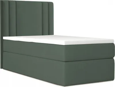 Produktbild von Bett , Boxspringbett , Continentalbett RALI MINI mit Bonell Matratze und Topper , Einzelbett mit Container , H3 ( 90x200 cm , Grün - Itaka 10 , Topper T25 )
