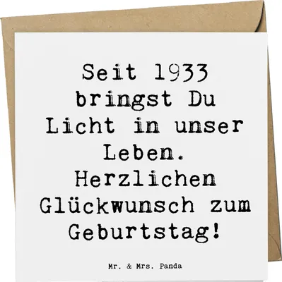Produktbild von Mr. & Mrs. Panda Klappkarte Spruch 1933 Geburtstag - Weiß - Geschenk, Glückwunschkarte, Herzlichen Glückwunsch, doppelkarte, Alles gut zum, Jubiläum, Geburtstagsgeschenk