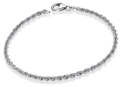 Obrázok produktu pre MATERIA Dámsky náramok s retiazkovými článkami, dĺžka 19 cm – náramok zo striebra 925, šírka 2 mm, rhodiovaný, SA-105