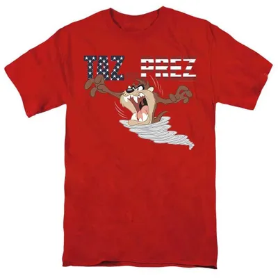 Image de T-shirt Looney Tunes - "Taz For Prez" - Unie, pour hommes et femmes, modèle TV37708 (Taille L) (Rouge)