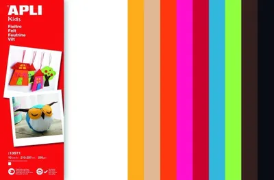 Image de Feutre Apli 210 x 297 mm, assortiment de couleurs / 10 feuilles