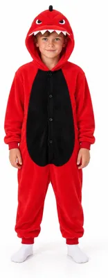 Obrázek produktu pro Dětské overal pyžamo Kigurumi kostým Červený dinosaurus, velikost 104