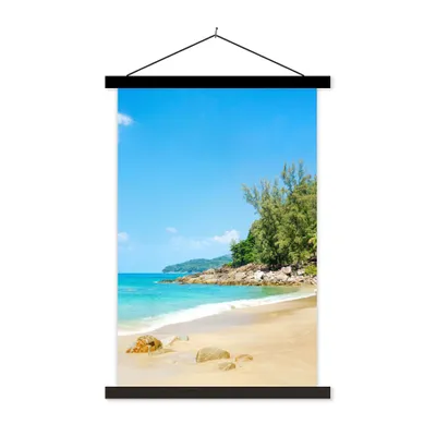 Produktbild von MuchoWow® Textilposter Strand - Meer - Pflanzen - Tropisch 40x60 cm mit schwarzem Rahmen - Wanddekorationen