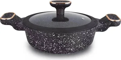 Produktbild von VK-S428 Bräter Kochtopf mit Granit Keramikbeschichtung 4 Liter Ø 28 cm Keramik Design Schwarz