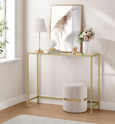 Immagine prodotto di Tavolino consolle - vetro temperato - struttura in metallo - design moderno - 20 x 100 x 80 cm