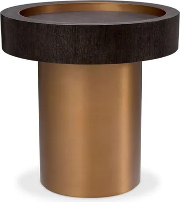 Image de Casa Padrino Luxe Table d'Appoint Moka / Laiton Ø 50 x H. 50,5 cm - Table de salon ronde - Meubles de salon - Meubles de luxe - Meuble de salon