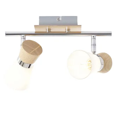 Produktbild von Brilliant Nacolla 56313/75 Deckenstrahler Wandleuchte, Holz (hell), Chrom, Weiß, 2-flammig