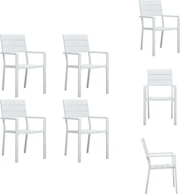 Image de vidaXL Chaises de jardin 4 pcs. Blanc HDPE aspect bois - Chaises de jardin