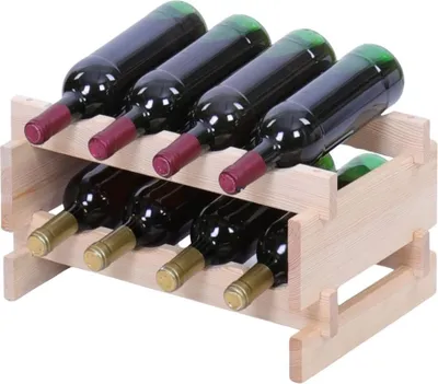 Produktbild von Weinregal VINOTECA FLEX PRO | HxBxT 23x46x28cm | 8 Flaschen auf 2 Ebenen | Massives Kiefernholz | Natur unbehandelt