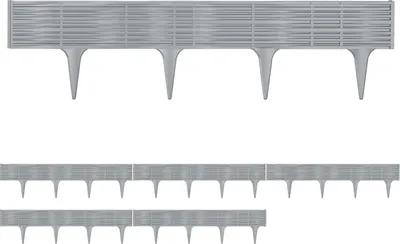Image de DEUBA® Bordure de jardin plastique 11,70m résistante intempéries UV piquet terre parterre plate-bande délimitation design clôture prairie gris
