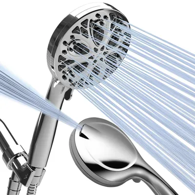 Produktbild von Handbrause Duschkopf Brausekopf - 10 Strahlfunktionen - Chrom - Schlauch 1,5 m mit Halterung