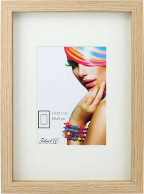 Produktbild von 3D Objektrahmen Bilderrahmen mit Passepartout & gehärtetem Glas Holz MDF Rahmen Foto Poster - Farbe: Natur | Format: 40x50