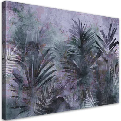 Produktbild von Leinwandbild Tropische Palmblätter lila 120x80 Feeby Violett bild für die wand bereit zum aufhängen
