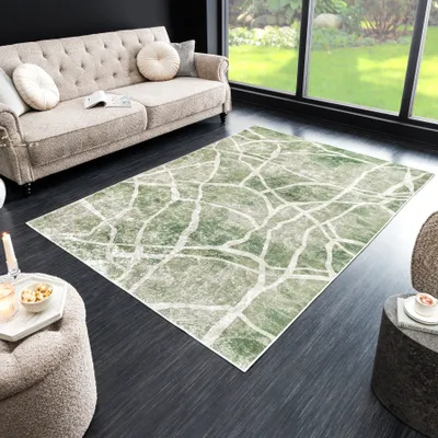 Produktbild von riess-ambiente Moderner Teppich JUNGLE 230x160cm grün beige Flachgewebe Indoor-Teppich