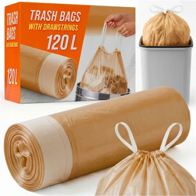 Obrázek produktu pro Odpadkové Pytly S Páskem, 1 Rolka, 120 L, Hnědé