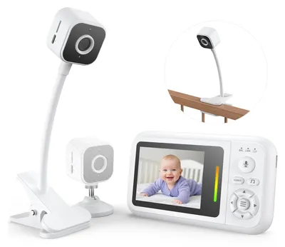 Produktbild von Babyphone mit Kamera – Ohne WLAN – Tragbare Babykamera mit Halterung