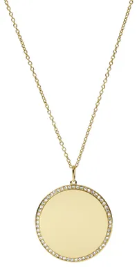 Productafbeelding van Fossil damesketting van goudkleurig roestvrij staal met karabijnsluiting, ronde ketting