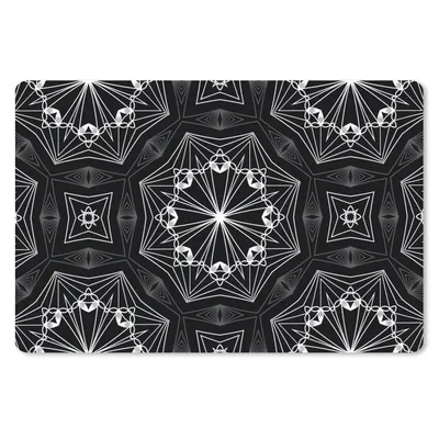 Produktbild von MuchoWow® Schreibtischunterlage Blumen - Design - Schwarz - Weiß - Geometrie 60x40 cm - XXL Mauspad - Großes Mauspad