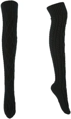 Produktbild von Winterdame-Overknee-Kniekousen aus Wol - Beige - Hohes Knie - Geschikt für lange Stiefel - Trendy und bequem - Frauen Accessoire.