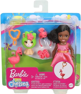 Produktbild von Mattel Barbie GJW30 Club Chelsea im Flamingo-Kostüm mit Kätzchen und Zubehör, Sammelfigur, Puppenzubehör