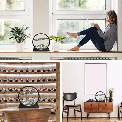 Produktbild von Sandbild rund, 7 Zoll, Tiefseelandschaft, Glas, für die Dekoration