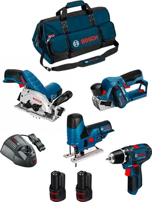 Produktbild von BOSCH Kit 12V BMKB4-28AD2 (GKS 12V-26 + GST 12V-70 + GHO 12V-20 + GSR 12V-15 + 2 x 2,0 Ah + GAL1230CV + HDBAG)