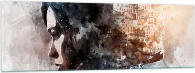 Produktbild von Bilder auf glas - Frau Abstraktion - 160x50cm - Glasbilder - Wandbilder - Kunstdruck - zum Aufhängen bereit - Wanddekoration aus Glas - Glas Bilder - Wandbild auf Glas - Einteilig - GAB160x50-3956