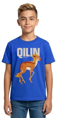 Produktbild von Spreadshirt Phantastische Tierwesen 3 Qilin Einhorn Teenager T-Shirt, 134/146 (9-11 Jahre), Royalblau