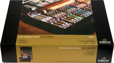 Image de Rembrandt set de peinture à l'huile avec boîte en bois Excellent | 19 x 15 ml + 18 x 40 ml + 3 x 60 ml + 1 x 150 ml + accessoires