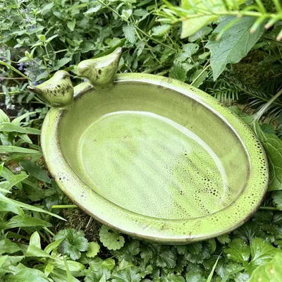 Produktbild von Vogeltränke, Vogelbad - Oval - Grün, Wasserschale als Vogelbecken