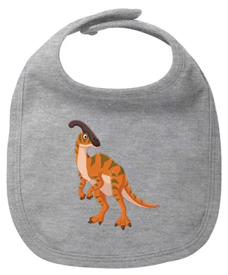 Produktbild von Huuraa Baby Lätzchen Parasaurolophus Dinosaurier Heather Grey Klettverschluss  Baumwolle Latz Geschenkidee