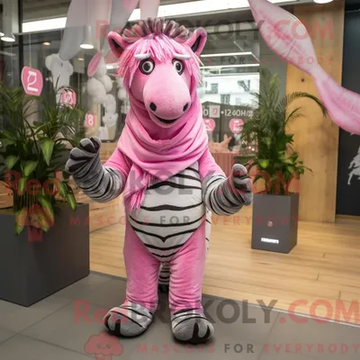 Produktbild von Maskottchenkostüm REDBROKOLY Rosa Zebra mit Jogginghose und Schal