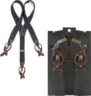 Produktbild von Sir Redman Hosenträger Herren 35mm Denim Sturdy Stitch dark dunkelblau mit braun