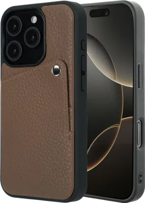 Zdjęcie produktu dla Selencia Riva Tylna obudowa z uchwytem na karty dla Apple iPhone 16 Pro – Mocha Brown