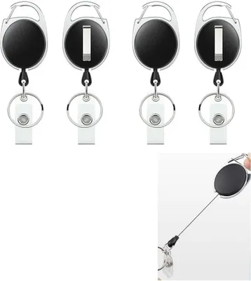 Produktbild von 4 Stück Schlüsselanhänger Ausziehbar, Einziehbare Badge Reel