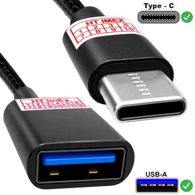 Produktbild von USB-C auf USB-A OTG-Adapter schwarz nylon kabel für Huawei Nova 12, 13, 14, 13 Pro, MatePad 10.4